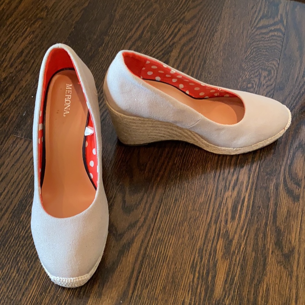 Nude Espadrille Wedges - Size 9.5